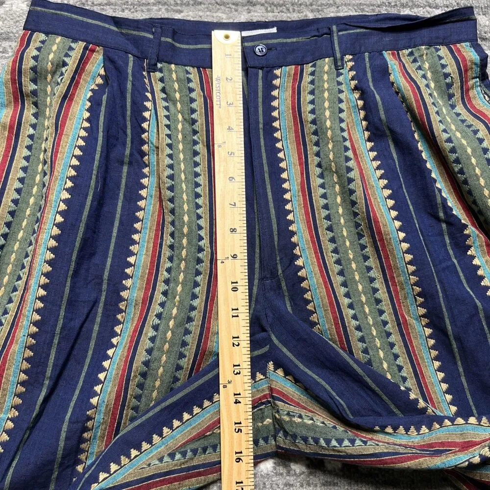 COSI L’Uomo Vintage 90s Shorts Mens 38 x 10 Aztec Stripe Pleated Cotton